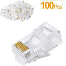Netix Cat5 Pass Through Shielded Connectors - 100 Pack Cat5 Cat5e Connectors High Quality Connectors 8P8C Modular Plug Gold Plated For Reliable Signal Transmission Data Transmission Up To 100Mbps LAN Cable Assembly Professional And DIY Networking Usage Pr