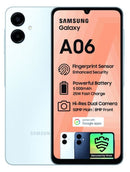 Samsung Galaxy A06 4GB-64GB light Blue - 6.7-inch display and a 50MP main camera. It's powered by a MediaTek Helio G85 processor with 4GB of RAM and a 5000mAh battery. Enjoy all-day power and capture clear photos with this stylish light blue smartphone. I