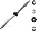 Solarix IBR Hanger Bolt Screw For D-RAIL 8mm - Ideal For IBR On Wood Trusses Includes 1 x Stainless Steel Bolt 1 x Rubber Washer 3 x Nuts 8mm Hexagon Bolt Screw Head