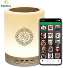 Equantu Touch Lamp Quran Speaker- Portable Bluetooth Speaker And Bedside Lamp Azan Setting Times 14 Language Translations 18 Quran Reciters Digital Clock LCD Display 5W Speak Audio Output 7 Changeable Colourful Lights Built-In Rechargeable Li-Ion 3.7V 180