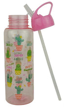 Casey FlipTop 1 Litre Plastic Water Bottle with Drinking Spout- Flip-Top Drinking Spout Angled Internal Straw Leak-Proof Lid Wide Neck Sturdy Carry Handle Colour Pink