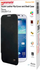 Promate Sansa-S4 Stylish Leather Flip-Cover and Shell Case for Samsung Galaxy S4-BlaRed 1 Year Warranty