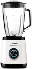 Taurus 1.5L Succo Glass 1300W Jug Blender - 1300W 1.5L graduated glass jar Removable 4-edge stainless steel blades 2 speeds and pulse function Filling spout in the lid with a lockable 50ml measuring cup Jug and blades are dishwasher safe and 1 year warran