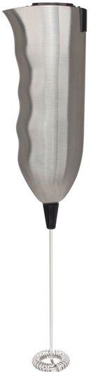 Mellerware Battery Operated Stainless Steel Milk Frother - 3V Stainless Steel Removable Whisk Chrome Stand Brushed Stainless Steel Body Battery Operated(Not Included) Easy to clean 6 Moths Warranty.
