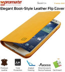 Promate Tama-S4 Elegant Book-Style Leather Flip Cover for Samsung Galaxy S4-OrangeBlue 1 Year Warranty