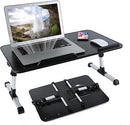 UniQue Portable Foldable Laptop Desk With USB Cooling Fan- Light Weight Easy Flexible Height And Angle Adjustments Suitable For laptops Up to 17 Inch Made Of ABS And Aluminium Max Loading Up To 10kg Colour Black and Silver 1 year warranty