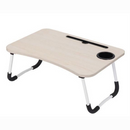 UniQue Multifunctional Foldable Laptop Desk-Wood Finish Table Top - Compact Space Saving Design Durable And Stable Strong Steel Base Frame Powder Coated Finished Legs Four Skid-Proof Rubber Foot Pad Ideal For Laptops Tablets PC’s And Reading Colour Beige
