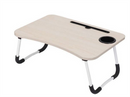 UniQue Multifunctional Foldable Laptop Desk-Wood Finish Table Top - Compact Space Saving Design Durable And Stable Strong Steel Base Frame Powder Coated Finished Legs Four Skid-Proof Rubber Foot Pad Ideal For Laptops Tablets PC’s And Reading Colour Beige