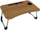 UniQue Multifunctional Foldable Laptop Desk-Wood Finish Table Top - Compact Space Saving Design Durable And Stable Strong Steel Base Frame Powder Coated Finished Legs Four Skid-Proof Rubber Foot Pad Ideal For Laptops Tablets PC’s And Reading Colour Cedar