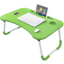 The Unique Foldable Laptop Desk Green - a lightweight portable workstation designed for laptops up to 17 inches. It features flexible height and angle adjustments for optimal comfort foldable legs for easy storage and a sturdy build made from ABS and alum