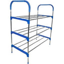 Nordic Blue Wind Cross 3 Tier 12 Shoe Steel Rack - Blue 3 Tiers Holds Up to 12 Pairs of Shoes Cross Design 3-Layer Structure for Sturdy Support Bold Steel Pipe Construction for Durability Nordic Style Easy to Assemble No Tools Required 6 Month Warranty