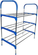 Nordic Blue Wind Cross 3 Tier 12 Shoe Steel Rack - Blue 3 Tiers Holds Up to 12 Pairs of Shoes Cross Design 3-Layer Structure for Sturdy Support Bold Steel Pipe Construction for Durability Nordic Style Easy to Assemble No Tools Required 6 Month Warranty