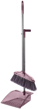 Casey Long Handle Standing Dustpan And Broom Set - Plastic Dustpan With Stainless Steel Long Handle Lightweight Resistant To Corrosion From Water And Most Household Chemicals Allows Sweeping Without Bending Clip Broom To The Dustpan Handle For Convenient