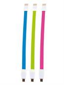 Whizzy Designer 3 Pack Micro USB Charge And Data Sync Cable-22cm Cable Length USB Ver 2.0 Type A Male to Micro USB Type B Male PVC Sleeve Anti Tangle Cable Colour Pink Blue and Green 1 Year Limited Warranty