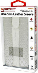 Promate Zetro BlackBerry Z10 Ultra Slim Leather Sleeve Colour:White The Zetro is an ultra slim sleeve case designed to protect your BlackBerry Z10 from everyday knocks and scratches. This ultra slim and lightweight leather case features a micro suede inne