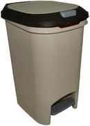 Casey 20 Litre Step On Pedal Waste Bin- High Quality ABS Plastic Step On Pedal Opening Mechanism Rectangle Shaped Ideal For Storing Rubbish Or Recycling Colour Beige And Brown 6 Months Warranty