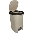 Casey 10 Litre Step On Pedal Waste Bin- High Quality ABS Plastic Step On Pedal Opening Mechanism Rectangle Shaped Ideal For Storing Rubbish Or Recycling Colour Beige And Brown 6 Months Warranty