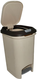 Casey 10 Litre Step On Pedal Waste Bin- High Quality ABS Plastic Step On Pedal Opening Mechanism Rectangle Shaped Ideal For Storing Rubbish Or Recycling Colour Beige And Brown 6 Months Warranty