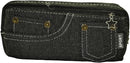 Brainware Black Denim Pencil Case - Two Zipped Compartments Case Perfect For Organizing Pencils Pens Markers Erasers And Other Small Essentials Can Easily Fit Into School Bag Or Backpack Rectangular Shape Black Colour .