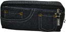 Brainware Dark Blue Denim Pencil Case - Two Zipped Compartments Case Perfect For Organizing Pencils Pens Markers Erasers And Other Small Essentials Can Easily Fit Into School Bag Or Backpack Rectangular Shape Dark Blue Colour .