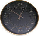 Casey Analog Round Face Rose Gold Black Wall Clock - 30cm Clock Size AA 15V Battey Size Silent Non-ticking 3x Analogs For Seconds Minutes and Hours Rose Gold Numbers Black Design Battery Operated Easy to Install Without Wiring Suitable For Wall Mount .
