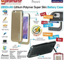 Promate aidCase-i6 2800mAh Lithium Polymer Super Slim Battery Case - Black 1 Year Warranty
