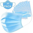 Casey 3 Ply Disposable Face Mask with Earloop 20 Per Pack - Non-Woven Flexible Nose Piece 3 Layer Fabric Ensure High Filtration Efficiency and Absorption Colour Blue Clear Packaging