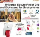 Promate Gripmate Universal Smartphone Secure Finger Grip and Kick-stand-Maroon 1 Year Warranty