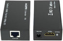 UniQue HDMI Extender 60 MTR CAT5 CAT6 - allows you to extend high-definition HDMI signals up to 60 meters over a single Cat5e or Cat6 cable. Supporting resolutions up to 4K@30Hz and Full HD 1080p it features IR remote control pass-back RS232 serial contro