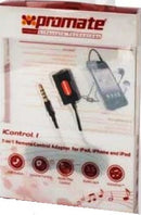 Promate iControl.1 7-in-1 Remote Control Adaptor for iPad iPhone and iPod 3.5mm audio socket connects to standard earphones Hands-free talk and call button Shirt clip for microphone 1 Year Warranty