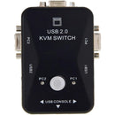 UniQue 2 Port VGA KVM Manual USB Switch - 2 Port KVM Manual 1920 x 1440 VGA Resolution 250MHz VGA Bandwidth Up To 480Mbps Transmission Rate Control 2 Computers With 1 Keyboard 1 Mouse and 1 Monitor Button To Select PC USB 2.0 LED Indicators Plug And Play