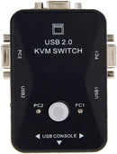 UniQue 2 Port VGA KVM Manual USB Switch - 2 Port KVM Manual 1920 x 1440 VGA Resolution 250MHz VGA Bandwidth Up To 480Mbps Transmission Rate Control 2 Computers With 1 Keyboard 1 Mouse and 1 Monitor Button To Select PC USB 2.0 LED Indicators Plug And Play