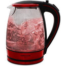 Mellerware 1.8L Glass Kettle Red - Glass kettle 1.7l capacity 2200w 360-degree cordless kettle Concealed heating element Auto shut off Boil dry protection Led lighting ring Fada control 2-year warranty
