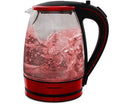 Mellerware 1.8L Glass Kettle Red - Glass kettle 1.7l capacity 2200w 360-degree cordless kettle Concealed heating element Auto shut off Boil dry protection Led lighting ring Fada control 2-year warranty