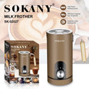 Sokany Bronze Milk Frother - 600W Power 160ml Milk Foam Capacity Heating Milk Cold And Hot Mode 220-240V Max Voltage 6 Months Warranty.