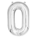 Casey 102cm Silver Balloon Number 0 -