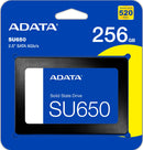 Adata SU650 Ultimate 3D NAND SATA SSD - 256GB Capacity 2.5 Inch Form Factor 3D NAND Flash SATA 6Gbps Interface Up to 520MBps Sequential Read Up to 450MBps Sequential Write 1500G Per 0.5ms Shock Resistance 0°C - 70°C Operating Temperature 1 Year Warranty.