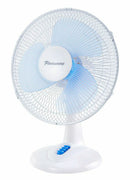 Pineware 30cm White Plastic Desktop Fan - 3 Speed settings Oscillating Convenient carry handle Quiet motor 1 year warranty