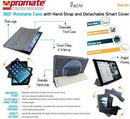 Promate Reel.Air -360˚ Rotatable Case with Hand Strap and Detachable Smart Cover for iPad Air-Grey 1 Year Warranty