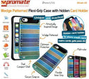 Promate Slab.I5-Wedge Patterned Flexi-Grip Case With Hidden Card Holder For Iphone 5 5S Colour: Pink 1 Year Warranty