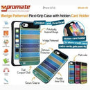 Promate Slab.I5-Wedge Patterned Flexi-Grip Case With Hidden Card Holder For Iphone 5 5S Colour: Pink 1 Year Warranty