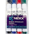 NEXX 4 Pack Medium Tip Whiteboard Markers - 4 Pack Assorted Colour (Black Blue Red Green) Markers No Xylene And Toluene Wipe Off Easily Suitable For Whiteboard.