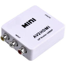 UniQue MIni AV To HDMI Video Convertor - AV (Yellow White And Red Cables) Input HDMI Output Auto Convert Composite Signal To 720P Or 1080P Support Up To 1920 x 1080 @ 65Hz High Bandwidth Low Power Plug And Play No Need To Install Drivers Portable 3 Months