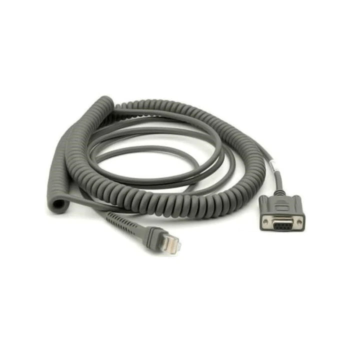 Zebra Cable - Rs232: Db9 Female Connector 9Ft. (2.8M) Coiled, Txd On 2, 12V, Requires 12V Power Supply, Low Temp -30°C