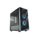 Cooler Master CMP320 Micro ATX Tower Case With Mesh Geode Front Panel, 2X 120MM Pre-Installed CF120 ARGB Fan And Tempered Glass Side Panel - Black Colour