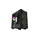 DeepCool CC360 Black Micro-ATX Case With Mesh Front Panel, 1X USB3.0 And 1X USB2.0 On Top Panel, 3X 120mm Pre-Installed ARGB Fans And Tempered Glass Side Panel - Black Colour