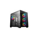 DeepCool CG530 Dual-Chamber Panoramic Scenic View Designed ATX Case With Front And Side Tempered Glass Panels, 4X Pre-Installed PWM ARGB Fans (Upto 10X Max) And Supporting 360mm Radiator Size* - Black Colour