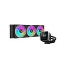 DeepCool Mystique 360BK 360mm All-In-One CPU Liquid Cooler With CPU Status Digital Display, Latest 5th Gen Pump With 3X 120mm A-RGB Hydro Bearing PWM Black Fans And Max. 300W TDP - Black Colour