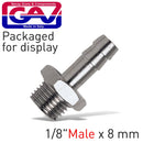 Hose Adaptor 1/8"m X 8mm Packaged