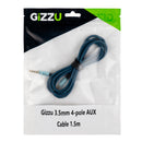 Gizzu 3.5Mm Aux Cable 1.5M - Black Blue